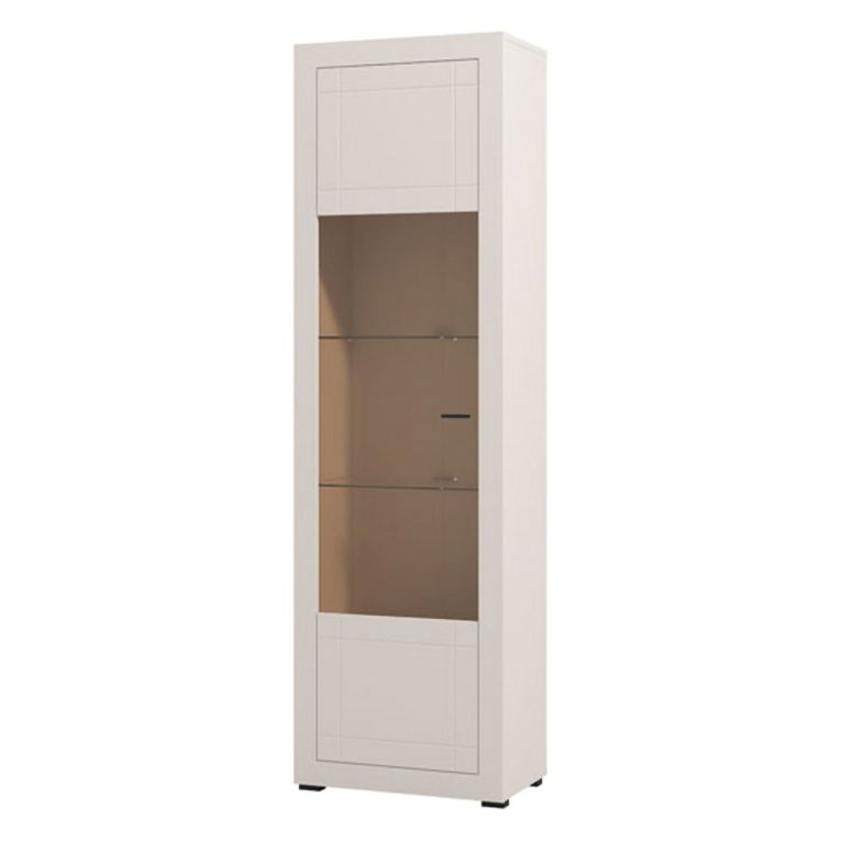 Vetrina Beige Nero 4 Ripiani Un'anta 58x35x194h cm, 5 Vani - Palena