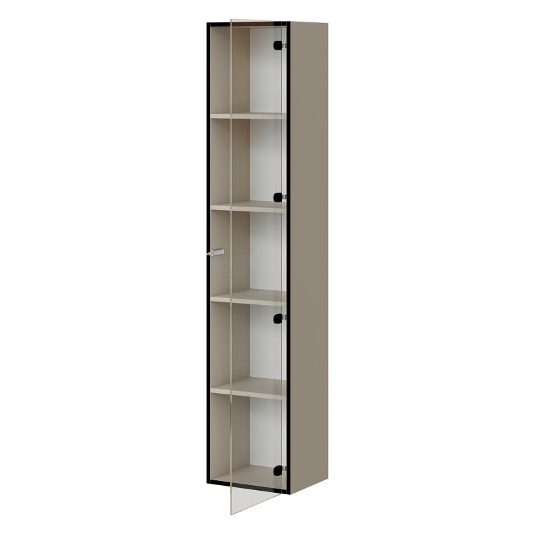 Vetrina Beige Nero 4 Ripiani Un'anta 35x32x168h cm, 5 Vani - Roburent