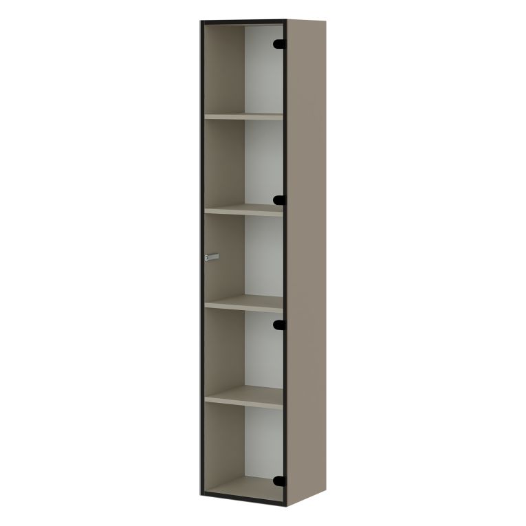 Vetrina Beige Nero 4 Ripiani Un'anta 35x32x168h cm, 5 Vani - Roburent