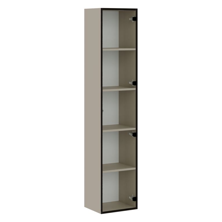 Vetrina Beige Nero 4 Ripiani Un'anta 35x32x168h cm, 5 Vani - Roburent