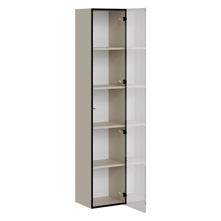 Vetrina Beige Nero 4 Ripiani Un'anta 35x32x168h cm, 5 Vani - Roburent