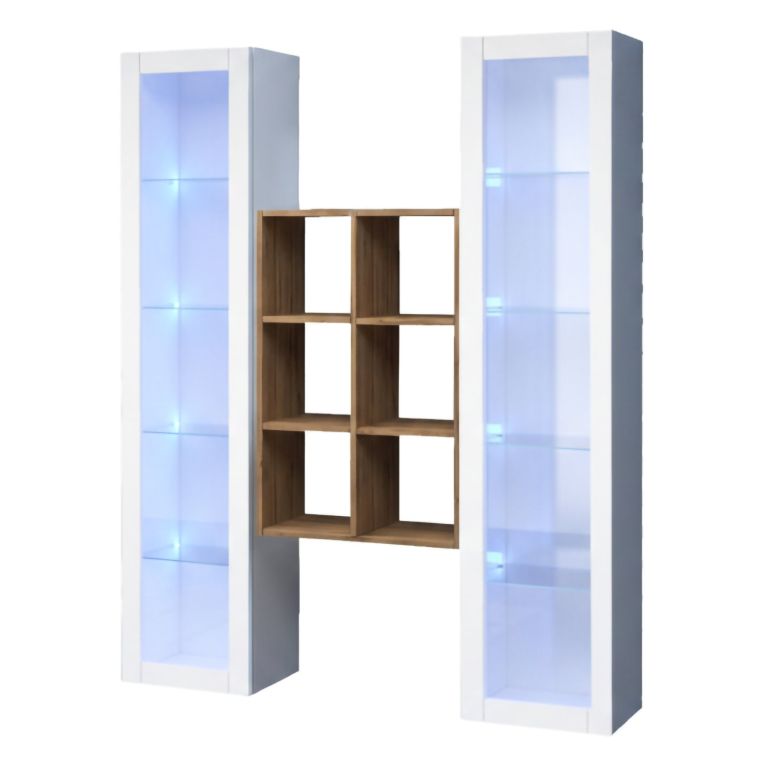 Vetrina Bianco 12 Ripiani 2 Ante 40x30x180h cm, 16 Vani - Gadoni