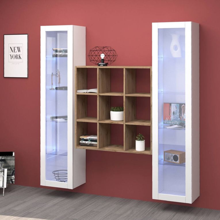 Vetrina Bianco 14 Ripiani 2 Ante 40x30x180h cm, 19 Vani - Marea