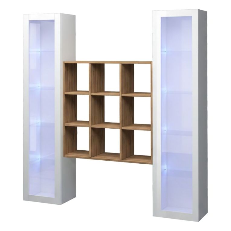 Vetrina Bianco 14 Ripiani 2 Ante 40x30x180h cm, 19 Vani - Marea