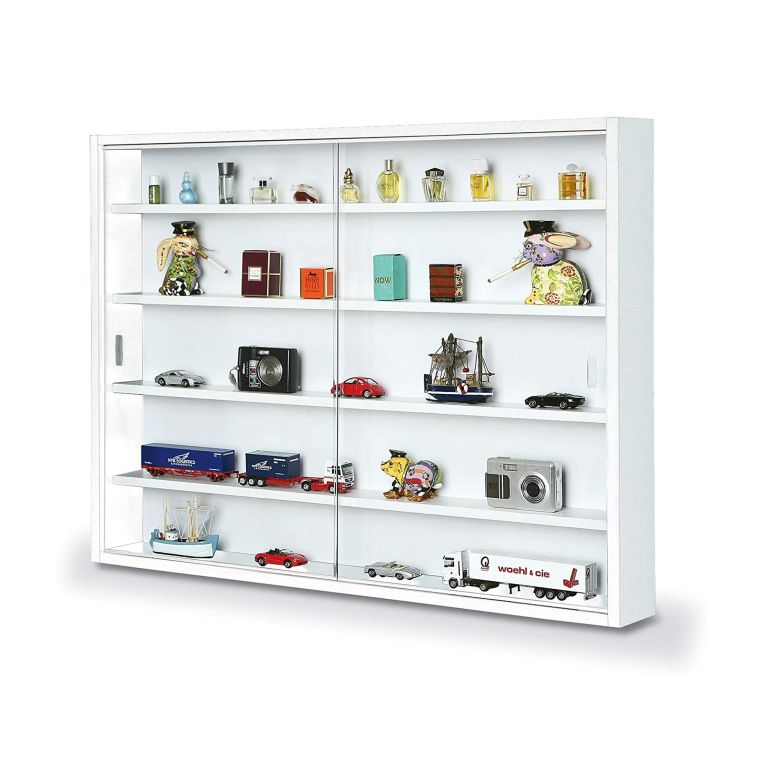 Vetrina Bianco 4 Ripiani 2 Ante 60x80x10h cm, 5 Vani - Oulx