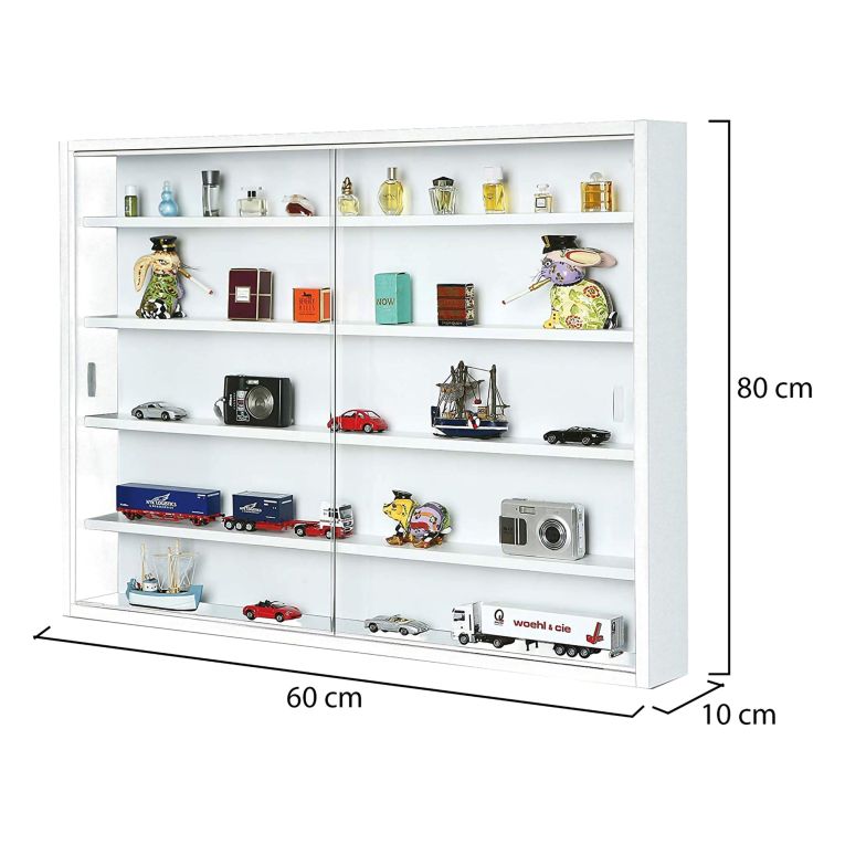 Vetrina Bianco 4 Ripiani 2 Ante 60x80x10h cm, 5 Vani - Oulx