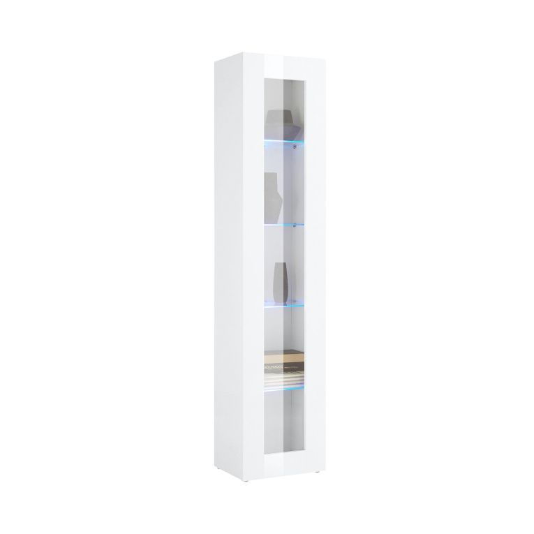 Vetrina Bianco 4 Ripiani Un'anta 40x30x180h cm, 5 Vani - Arnika