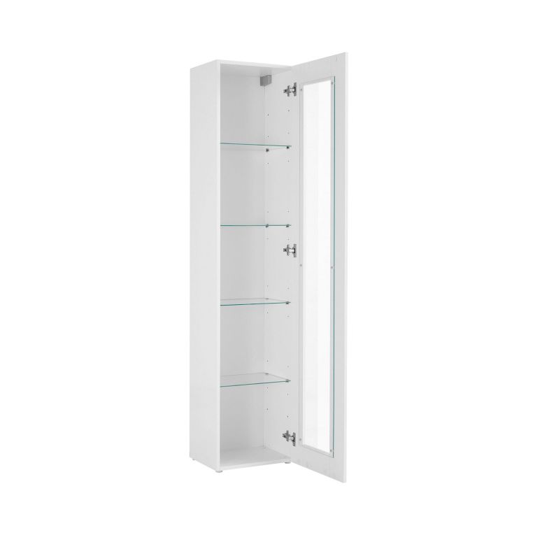 Vetrina Bianco 4 Ripiani Un'anta 40x30x180h cm, 5 Vani - Arnika