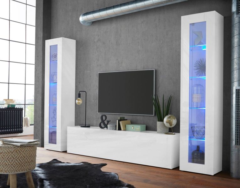 Vetrina Bianco 4 Ripiani Un'anta 40x30x180h cm, 5 Vani - Arnika
