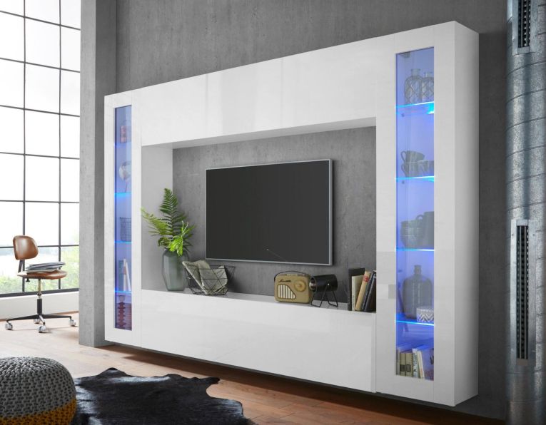 Vetrina Bianco 4 Ripiani Un'anta 40x30x180h cm, 5 Vani - Arnika