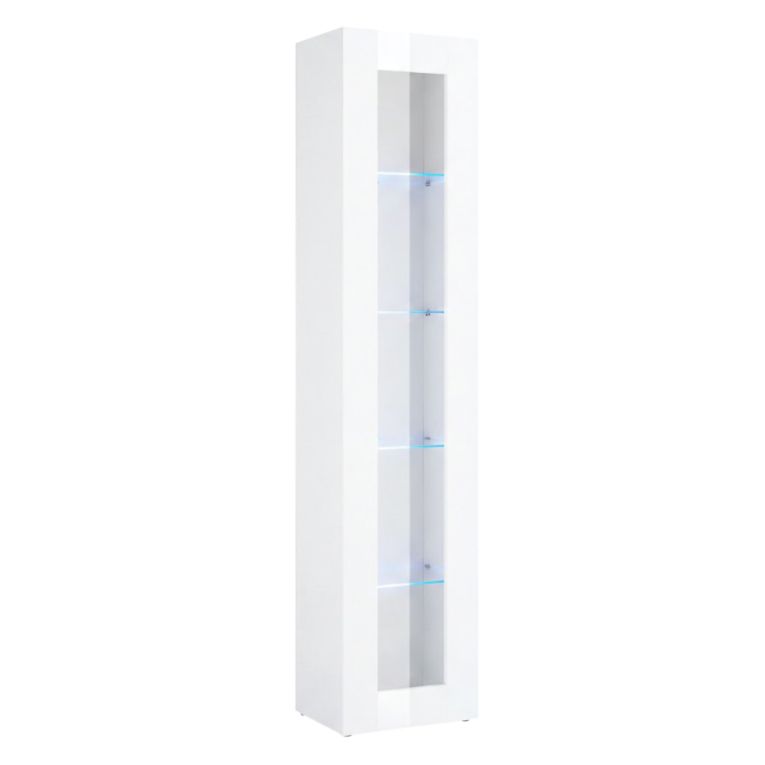 Vetrina Bianco 4 Ripiani Un'anta 40x30x180h cm, 5 Vani - Arnika