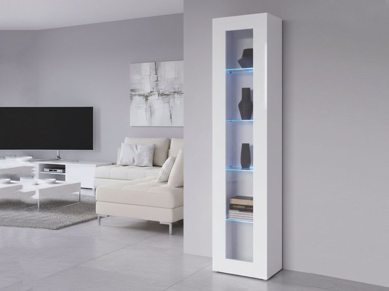 Vetrina Bianco 4 Ripiani Un'anta 40x30x180h cm, 5 Vani - Arnika