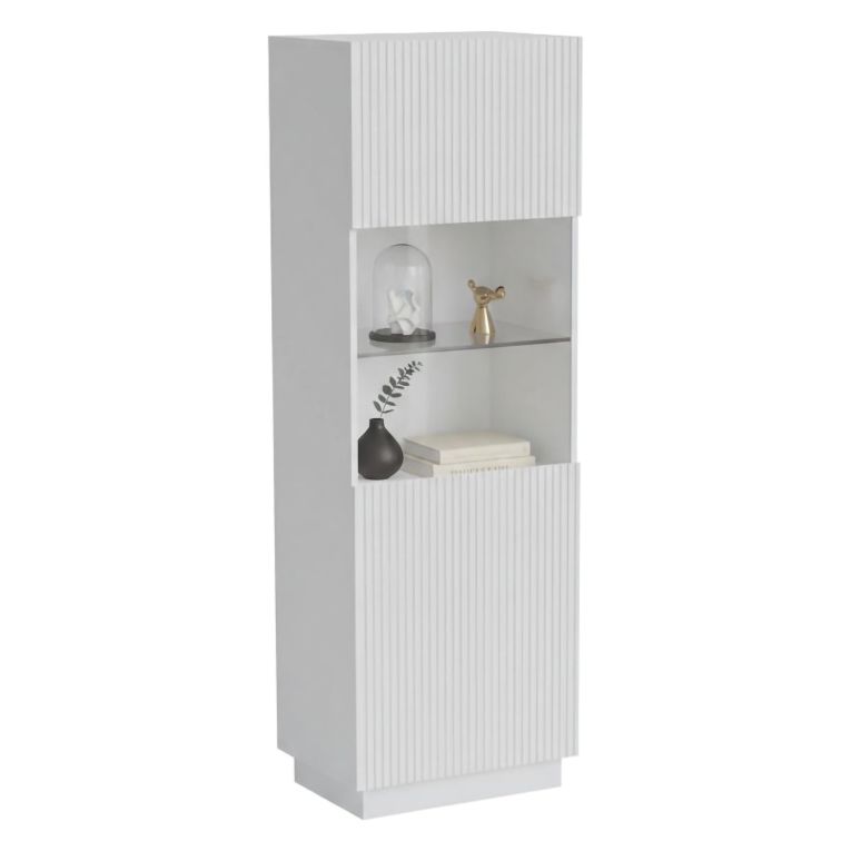 Vetrina Bianco 5 Ripiani Un'anta 60x40x178h cm, 6 Vani - Vadd