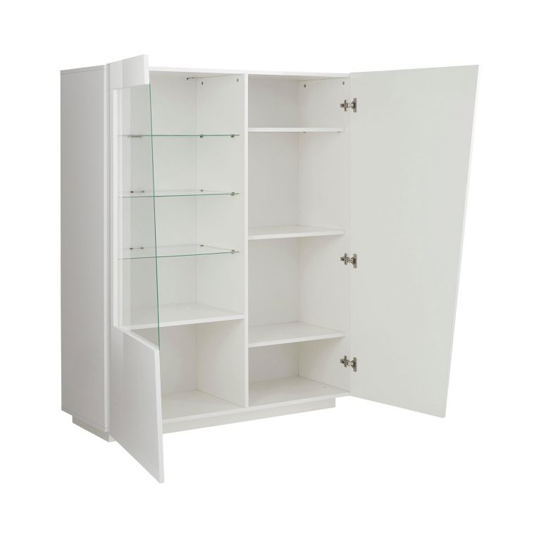 Vetrina Bianco 7 Ripiani 2 Ante 120x43x146h cm, 9 Vani - Montano