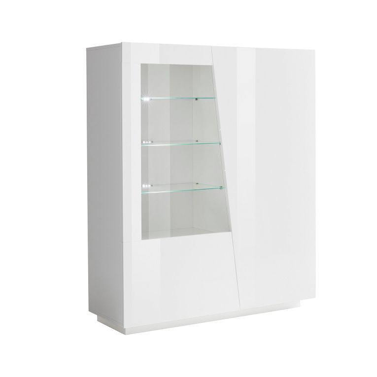 Vetrina Bianco 7 Ripiani 2 Ante 120x43x146h cm, 9 Vani - Montano