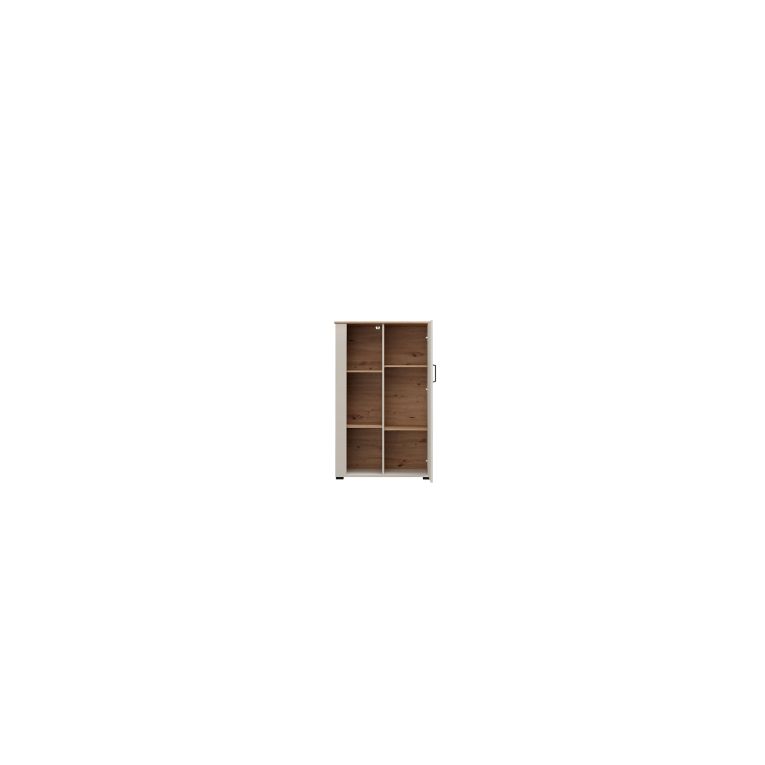 Vetrina Bianco Crema Marrone Rovere Nodi 4 Ripiani Un'anta 79x36x127h cm, 6 Vani - Farra