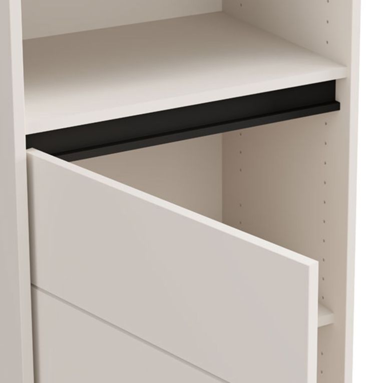 Vetrina Bianco Crema Nero 4 Ripiani Apertura Battente 55x40x193h cm, Un'anta - Calto