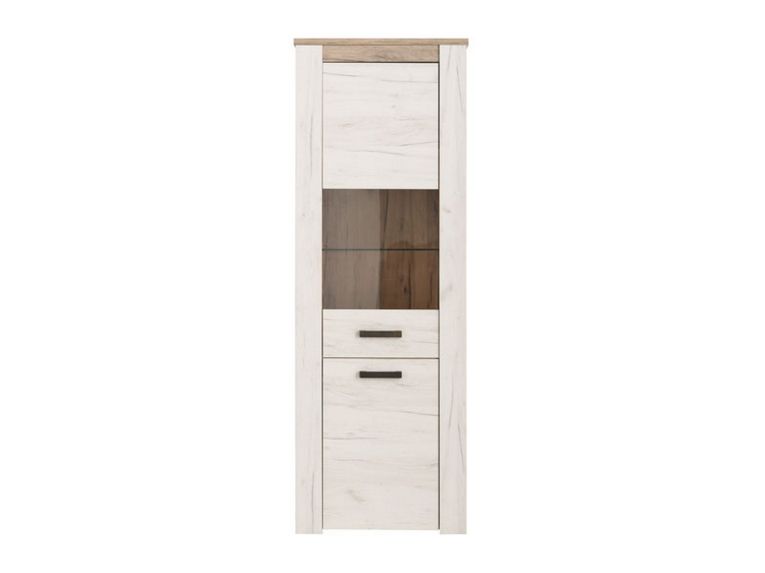 Vetrina Bianco Larice Marrone 4 Ripiani Apertura Battente 68.5x36.5x195h cm, Un'anta - Sulbiate