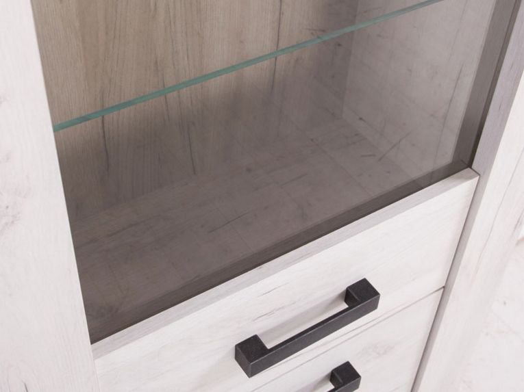 Vetrina Bianco Larice Marrone 4 Ripiani Apertura Battente 68.5x36.5x195h cm, Un'anta - Sulbiate