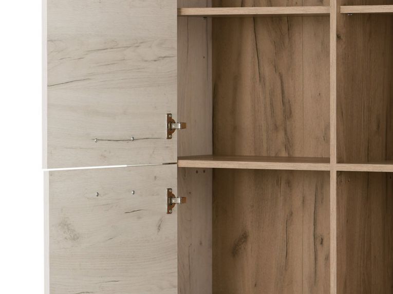 Vetrina Bianco Larice Marrone Rovere Nodi 6 Ripiani Apertura Battente 99.5x36.5x146.5h cm, 2 Ante - Sagama