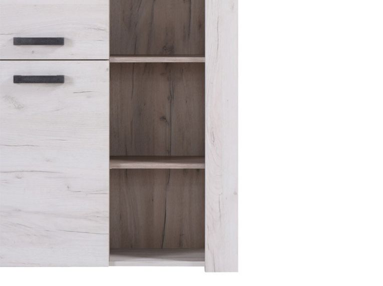 Vetrina Bianco Larice Marrone Rovere Nodi 6 Ripiani Apertura Battente 99.5x36.5x146.5h cm, 2 Ante - Sagama
