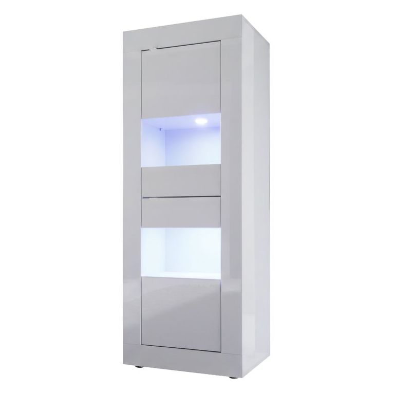Vetrina Bianco Lucido 3 Ripiani 2 Cassetti 60.9x42x161.2h cm, 2 Ante - Uffugo