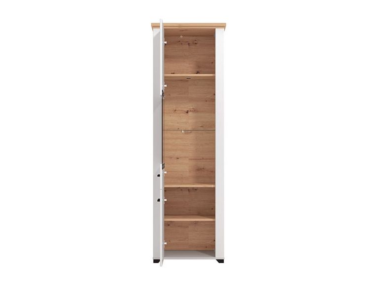 Vetrina Bianco Marrone Rovere Nodi 4 Ripiani Apertura Battente 60.5x41x194.5h cm, 2 Ante - Piscinas