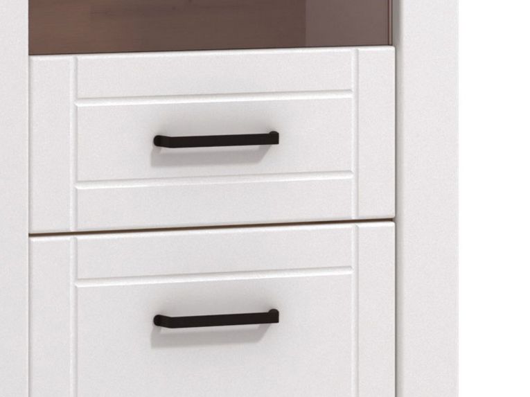 Vetrina Bianco Marrone Rovere Nodi 4 Ripiani Apertura Battente 60.5x41x194.5h cm, 2 Ante - Piscinas