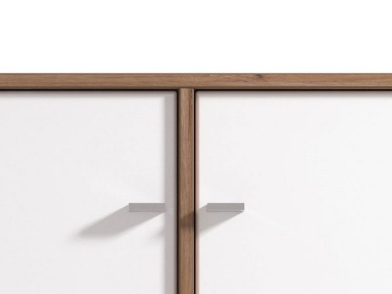 Vetrina Bianco Marrone Rovere Nodi 4 Ripiani Apertura Battente 78.5x40x143h cm, 2 Ante - Suello