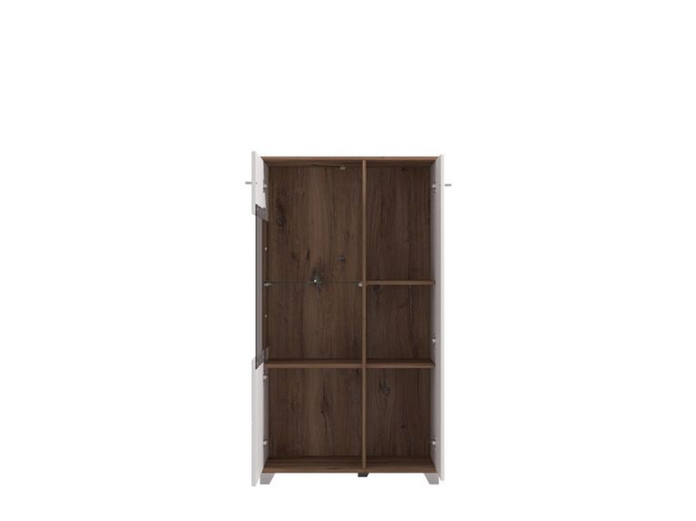 Vetrina Bianco Marrone Rovere Nodi 4 Ripiani Apertura Battente 78.5x40x143h cm, 2 Ante - Suello