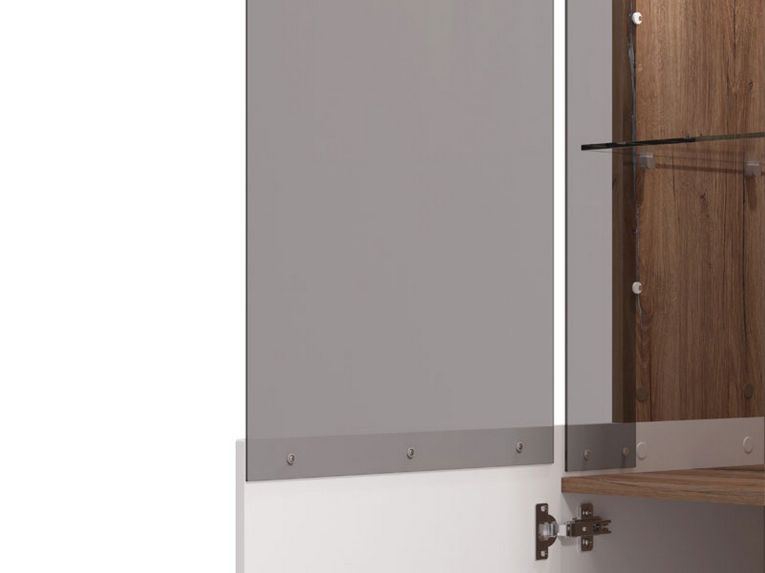 Vetrina Bianco Marrone Rovere Nodi 4 Ripiani Apertura Battente 78.5x40x143h cm, 2 Ante - Suello