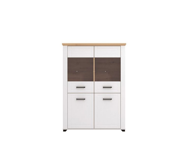 Vetrina Bianco Marrone Rovere Nodi 6 Ripiani Apertura Battente 103.5x41x143h cm, 4 Ante - Sarconi