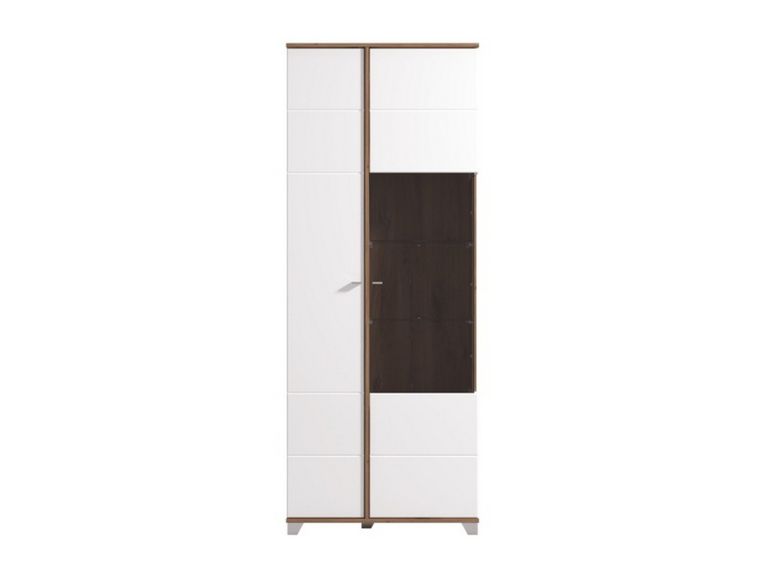 Vetrina Bianco Marrone Rovere Nodi 8 Ripiani Apertura Battente 78.5x40x200.5h cm, 2 Ante - Arentino