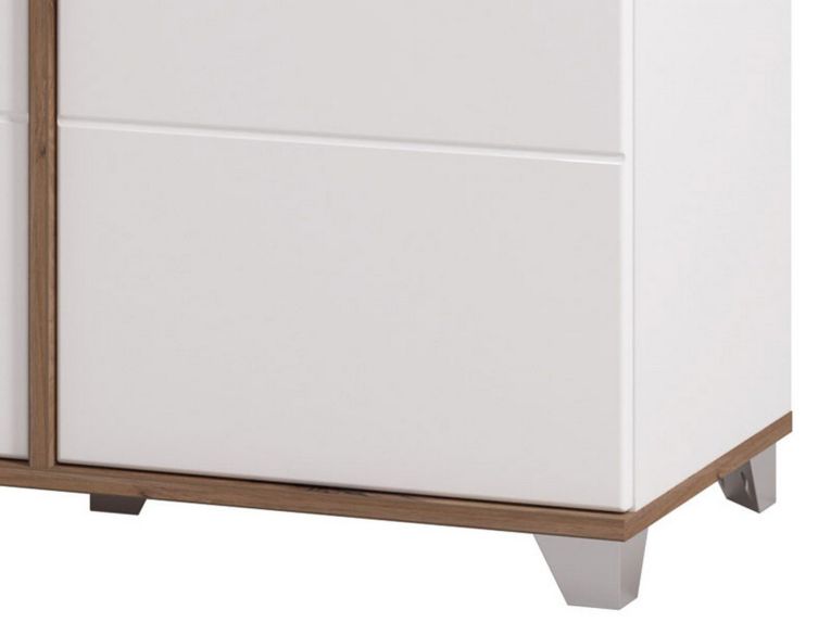 Vetrina Bianco Marrone Rovere Nodi 8 Ripiani Apertura Battente 78.5x40x200.5h cm, 2 Ante - Arentino