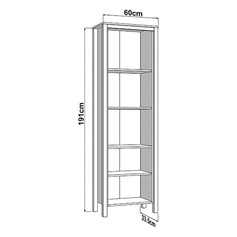 Vetrina Bianco Opaco Marrone Rovere Nodi 4 Ripiani 2 Ante 60x34x191h cm, con Piedini - Doreno