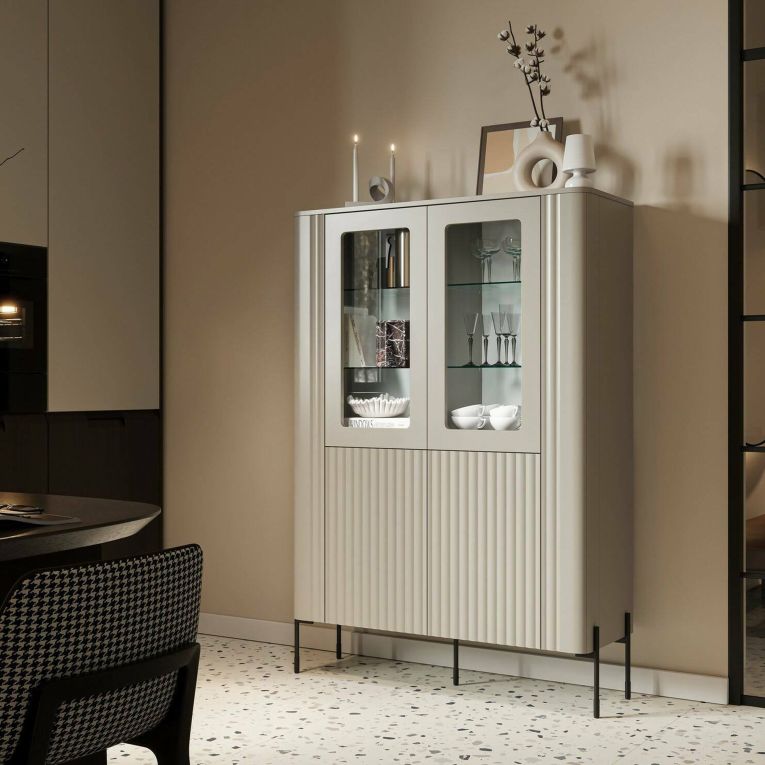 Vetrina Cimino, 110x40 h160 cm, Beige