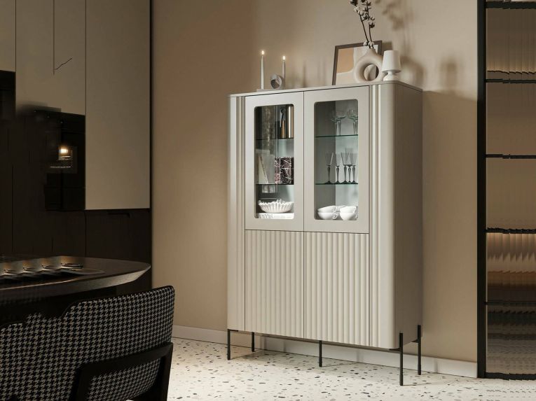 Vetrina Cimino, 110x40 h160 cm, Beige