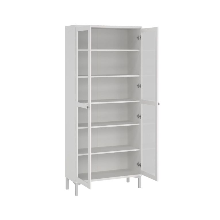 Vetrina Felicie, Credenza espositiva, Vetrinetta multiuso, Madia da soggiorno, 36x89 h203 cm, Bianco