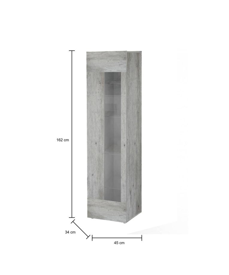 Vetrina finitura rustica 45x34x162h cm cemento - Adatka