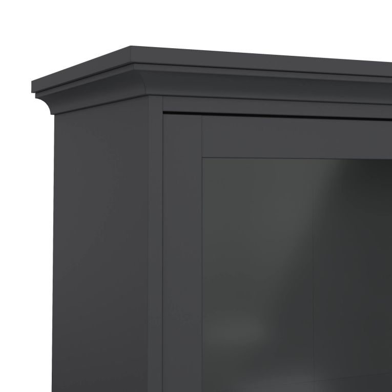 Vetrina Gaetane, Credenza espositiva, Vetrinetta multiuso, Madia da soggiorno, 42x96 h201 cm, Grigio
