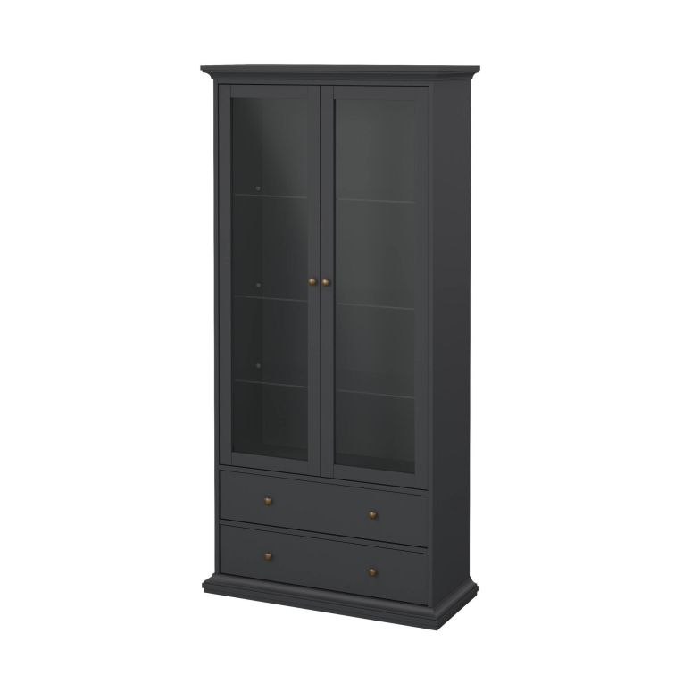 Vetrina Gaetane, Credenza espositiva, Vetrinetta multiuso, Madia da soggiorno, 42x96 h201 cm, Grigio