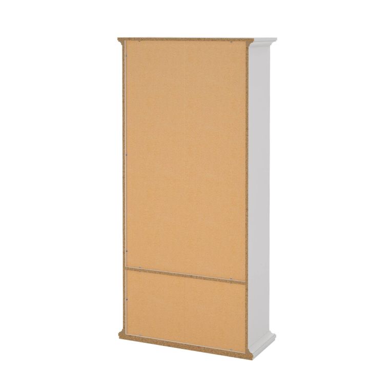 Vetrina Gaetane, Credenza espositiva, Vetrinetta multiuso, Madia da soggiorno, 96x42 h201 cm, Bianco