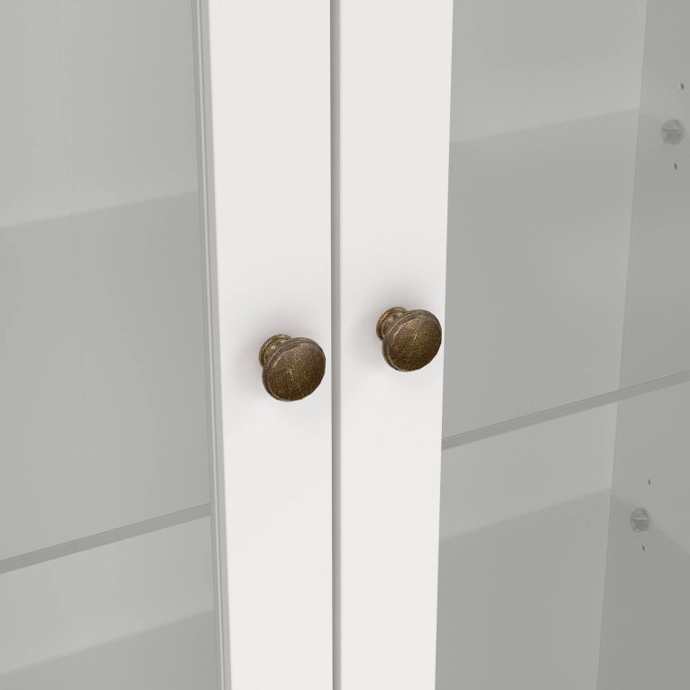 Vetrina Gaetane, Credenza espositiva, Vetrinetta multiuso, Madia da soggiorno, 96x42 h201 cm, Bianco