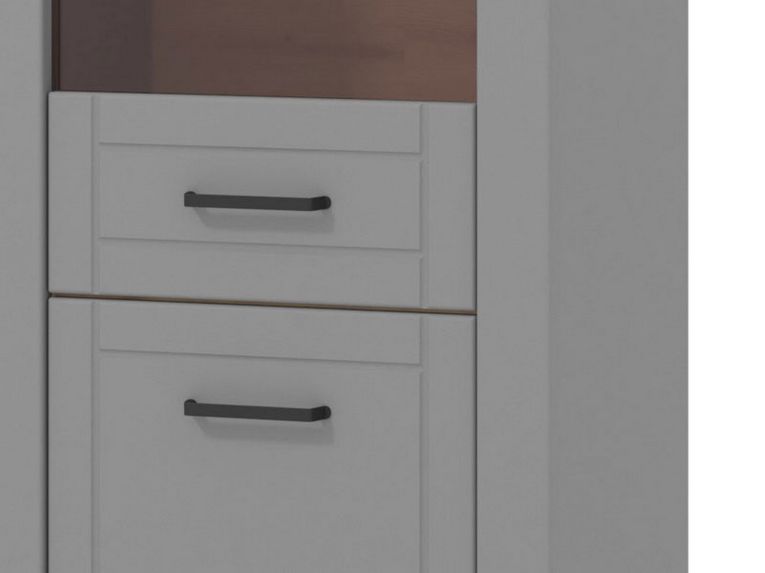 Vetrina Grigio Marrone Rovere Nodi 4 Ripiani Apertura Battente 60.5x41x194.5h cm, 2 Ante - Piscinas
