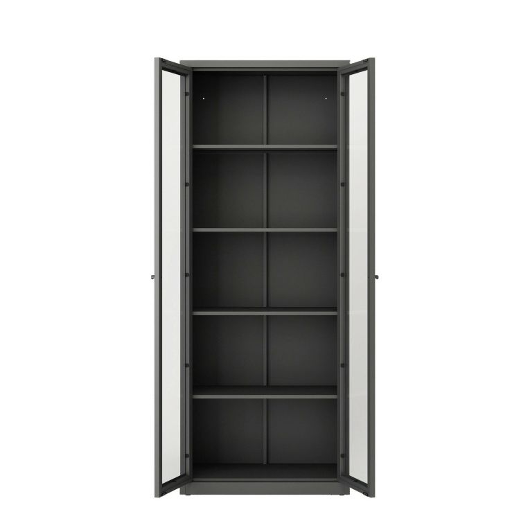 Vetrina in metallo 2 ante 70x35x180h cm ardesia - Izano