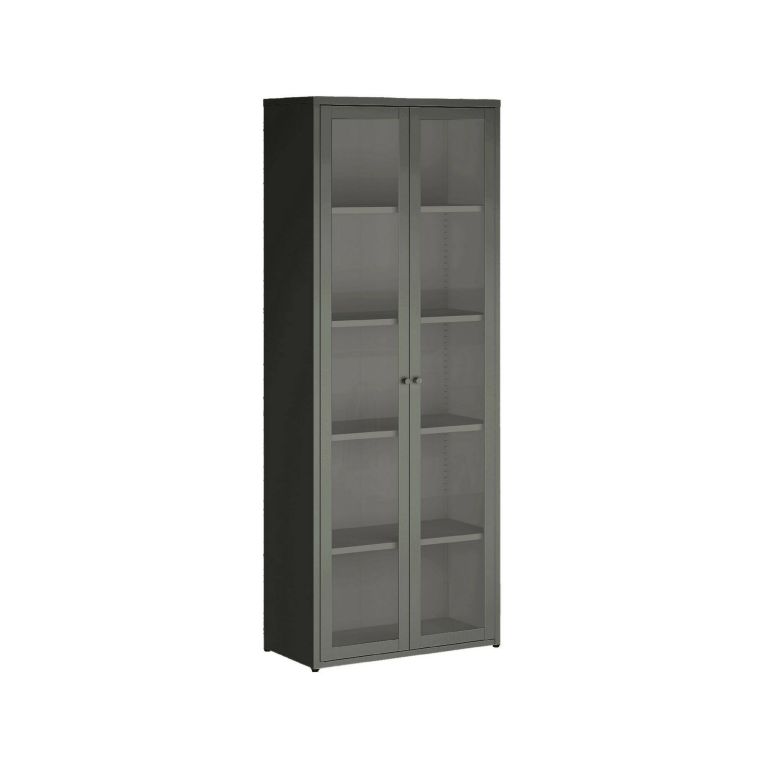 Vetrina in metallo 2 ante 70x35x180h cm ardesia - Izano