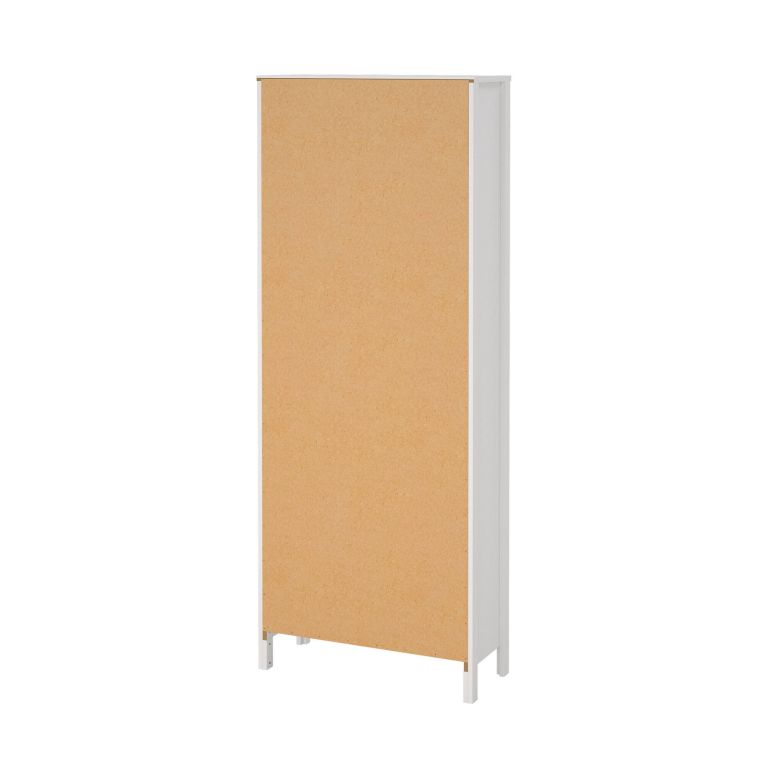 Vetrina Laurette, Credenza espositiva, Vetrinetta multiuso, Madia da soggiorno, 33x78 h199 cm, Bianco