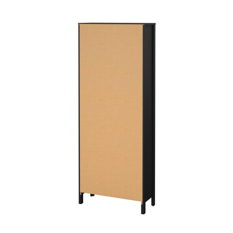 Vetrina Laurette, Credenza espositiva, Vetrinetta multiuso, Madia da soggiorno, 33x78 h199 cm, Nero