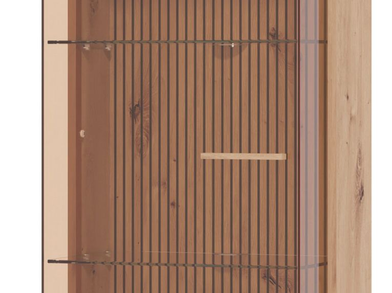 Vetrina Marrone Beige Rovere Nodi 4 Ripiani Apertura Battente 51.5x35x191.5h cm, Un'anta - Usseaux