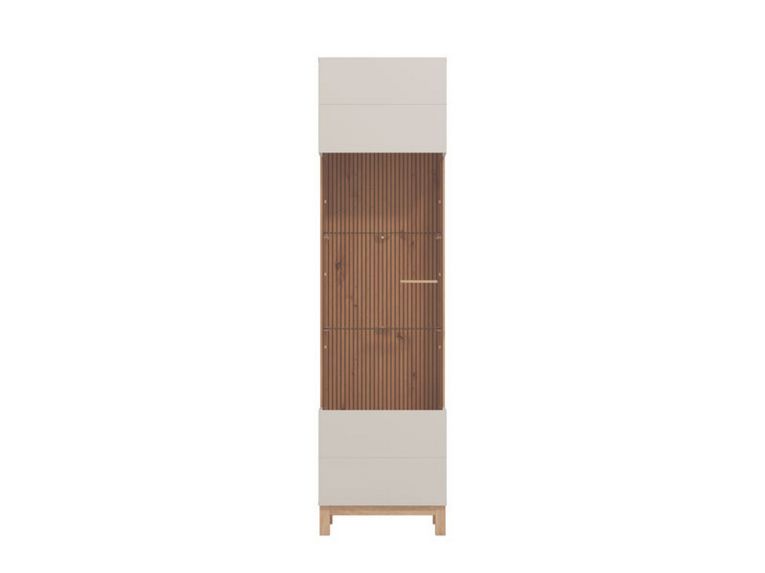 Vetrina Marrone Beige Rovere Nodi 4 Ripiani Apertura Battente 51.5x35x191.5h cm, Un'anta - Usseaux